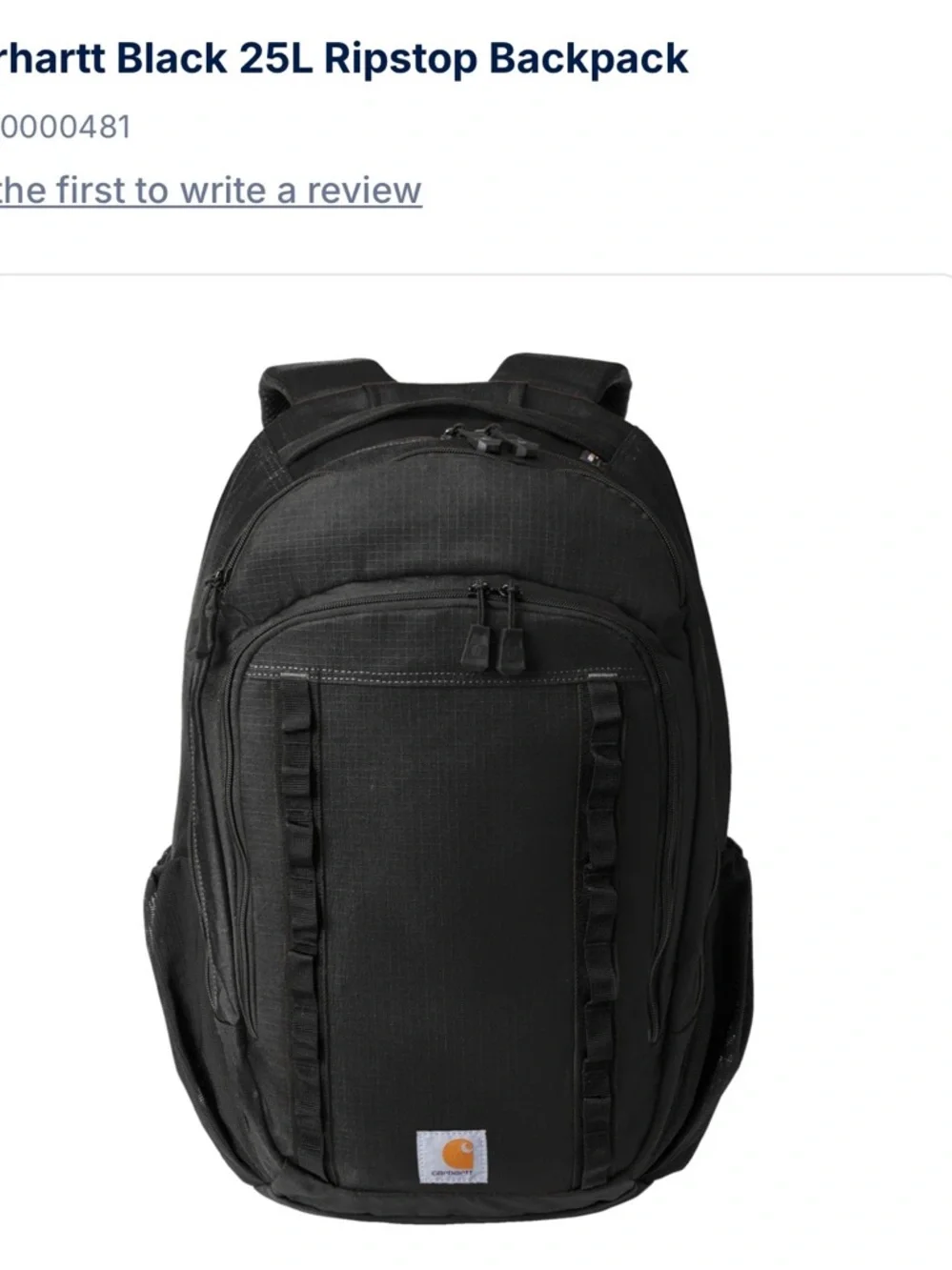 Carhartt Black Canvas Utility Backpack with Logo Patch